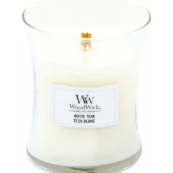 WoodWick Geurkaars Medium White Teak 275 gr