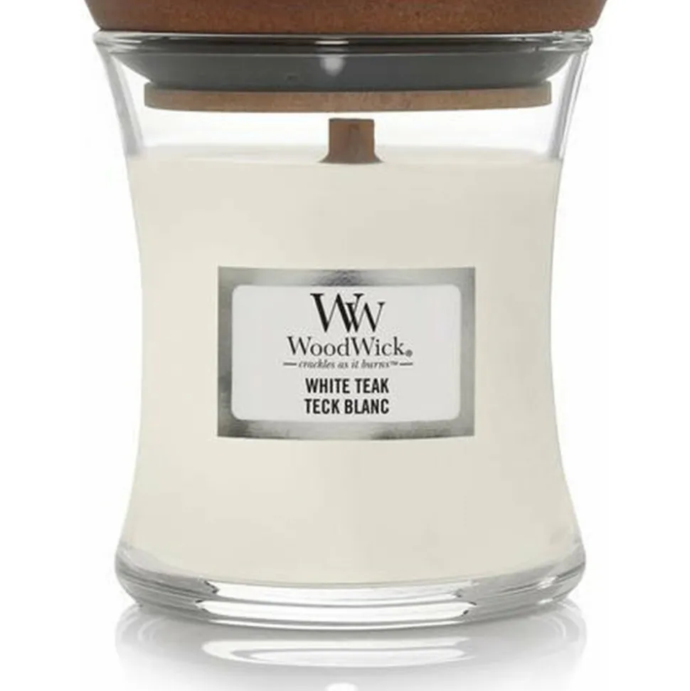 WoodWick Geurkaars Mini White Teak 85 gr