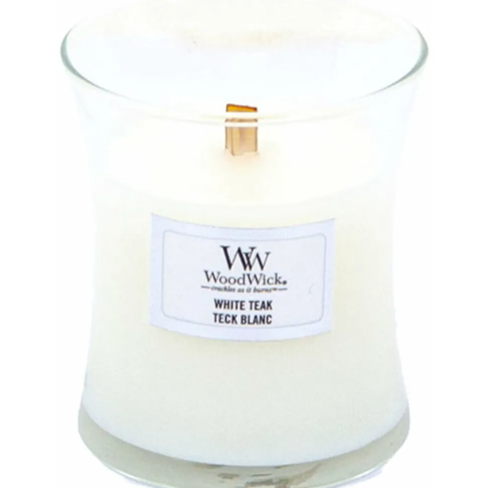 WoodWick Geurkaars Mini White Teak 85 gr