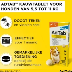 2x AdTab Anti Vlo en Teek Kauwtabletten Hond ><noscript><img width=