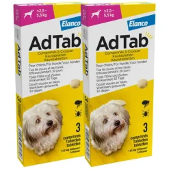 2x AdTab Anti Vlo en Teek Kauwtabletten Hond >2,5-5,5 kg 3 tabletten