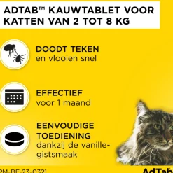 2x AdTab Anti Vlo en Teek Kauwtabletten Kat ><noscript><img width=
