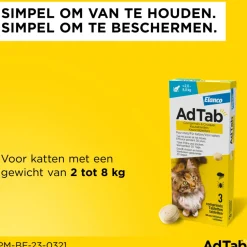 2x AdTab Anti Vlo en Teek Kauwtabletten Kat ><noscript><img width=