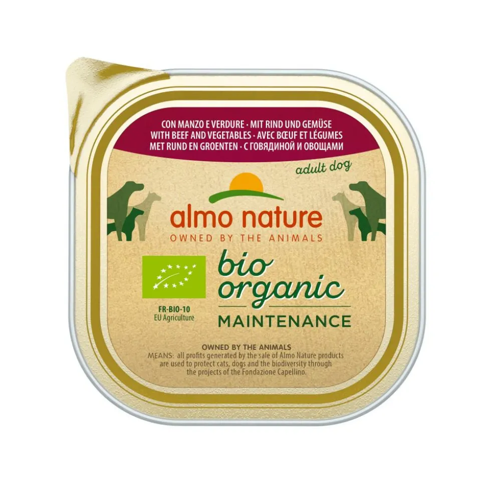 9x Almo Nature Bio Organic Maintenance Hondenvoer Rund & Groenten 300 gr