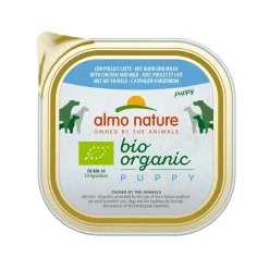 9x Almo Nature Bio Organic Puppy Hondenvoer Kip en Melk 300 gr