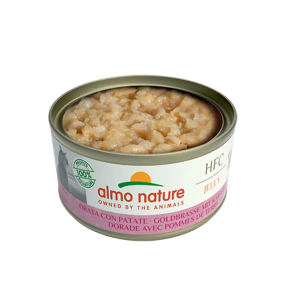 24x Almo Nature HFC Jelly Kattenvoer Nat Light Zeebrasem & Aardappel 70 gr