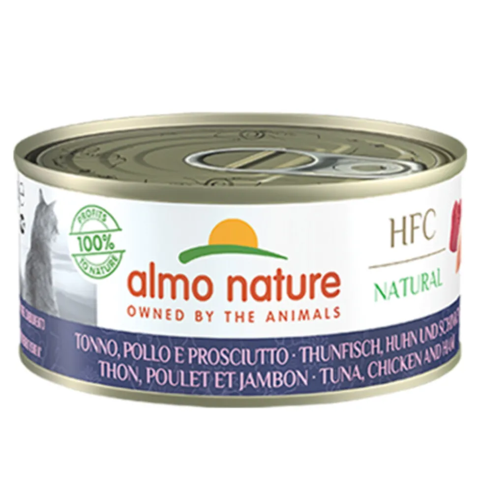 24x Almo Nature HFC Natural Kattenvoer Nat Blik Tonijn, Kip & Ham 150 gr