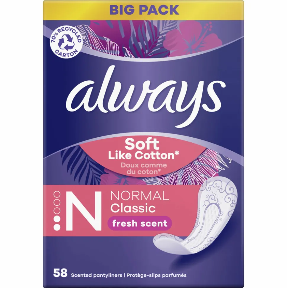 4x Always Inlegkruisjes Dailies Normal Classic Soft Like Cotton Fresh 58 stuks