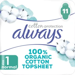 10x Always Maandverband Bio Cotton Protection Ultra Normal met Vleugels 11 stuks