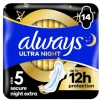 12x Always Maandverband Ultra Secure Night Extra 14 stuks