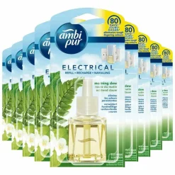 9x Ambi Pur Elektrische Geurverspreiders Navulling Morning Dew