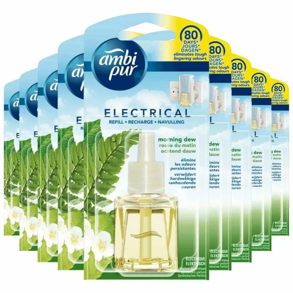 9x Ambi Pur Elektrische Geurverspreiders Navulling Morning Dew