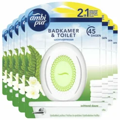 8x Ambi Pur Luchtverfrisser Set & Refresh Ochtend Dauw 7,5 ml