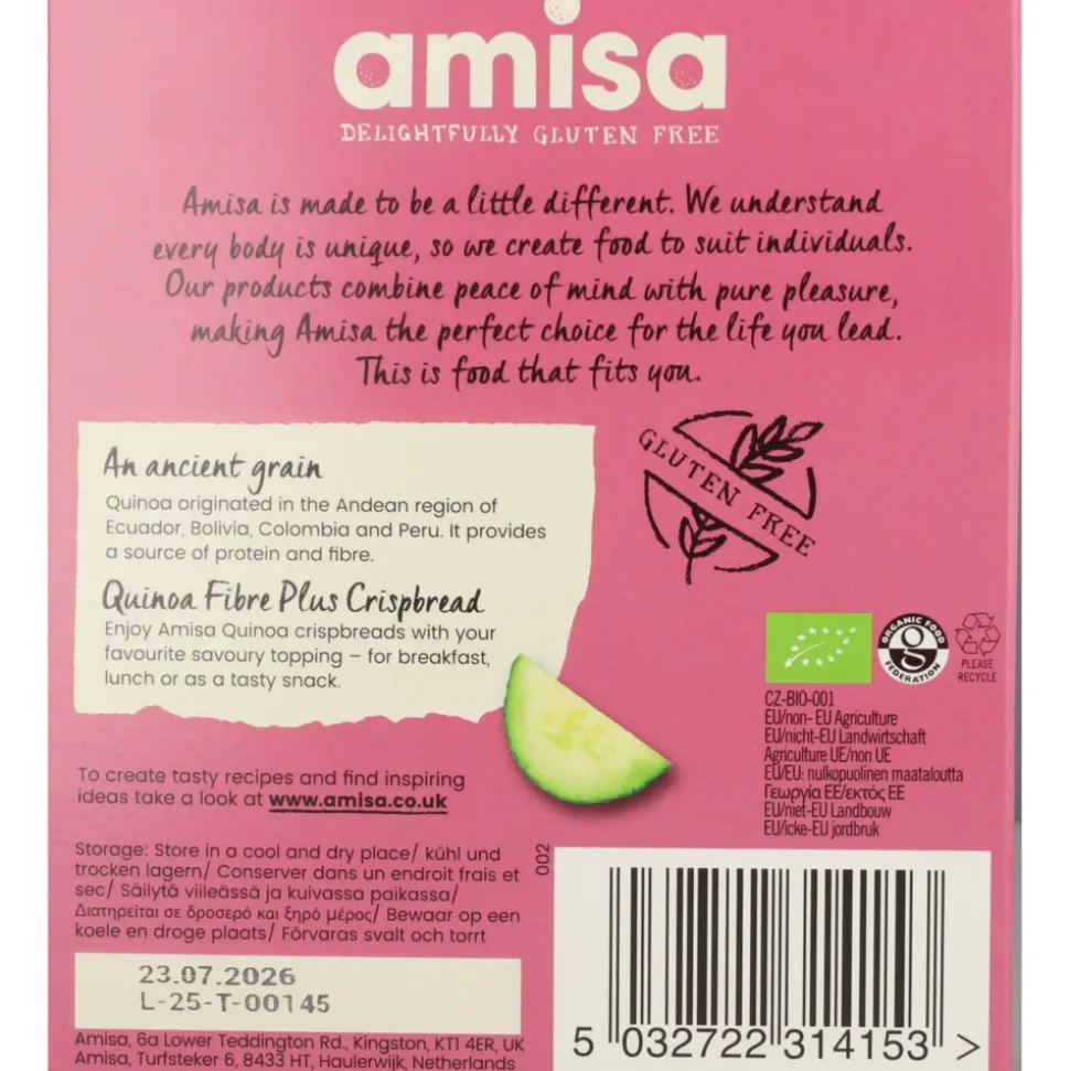 3x Amisa Quinoa Crispbread Biologisch en Glutenvrij 100 gr