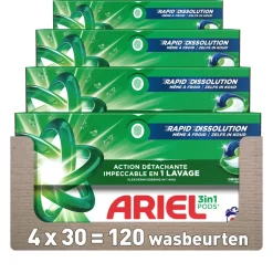 4x Ariel 3in1 Wasmiddel Pods Original 30 stuks