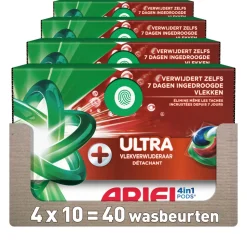 4x Ariel 4in1 Wasmiddel Pods Ultra Vlekverwijderaar 10 stuks