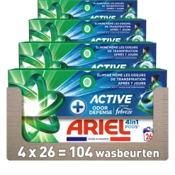 4x Ariel 4in1 Wasmiddel Pods Actieve Geurbestrijding 26 stuks