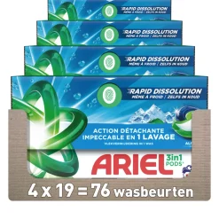 4x Ariel 3in1 Wasmiddel Pods Alpine 19 stuks