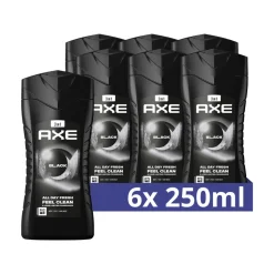 6x Axe 3-in-1 Douchegel Black 250 ml