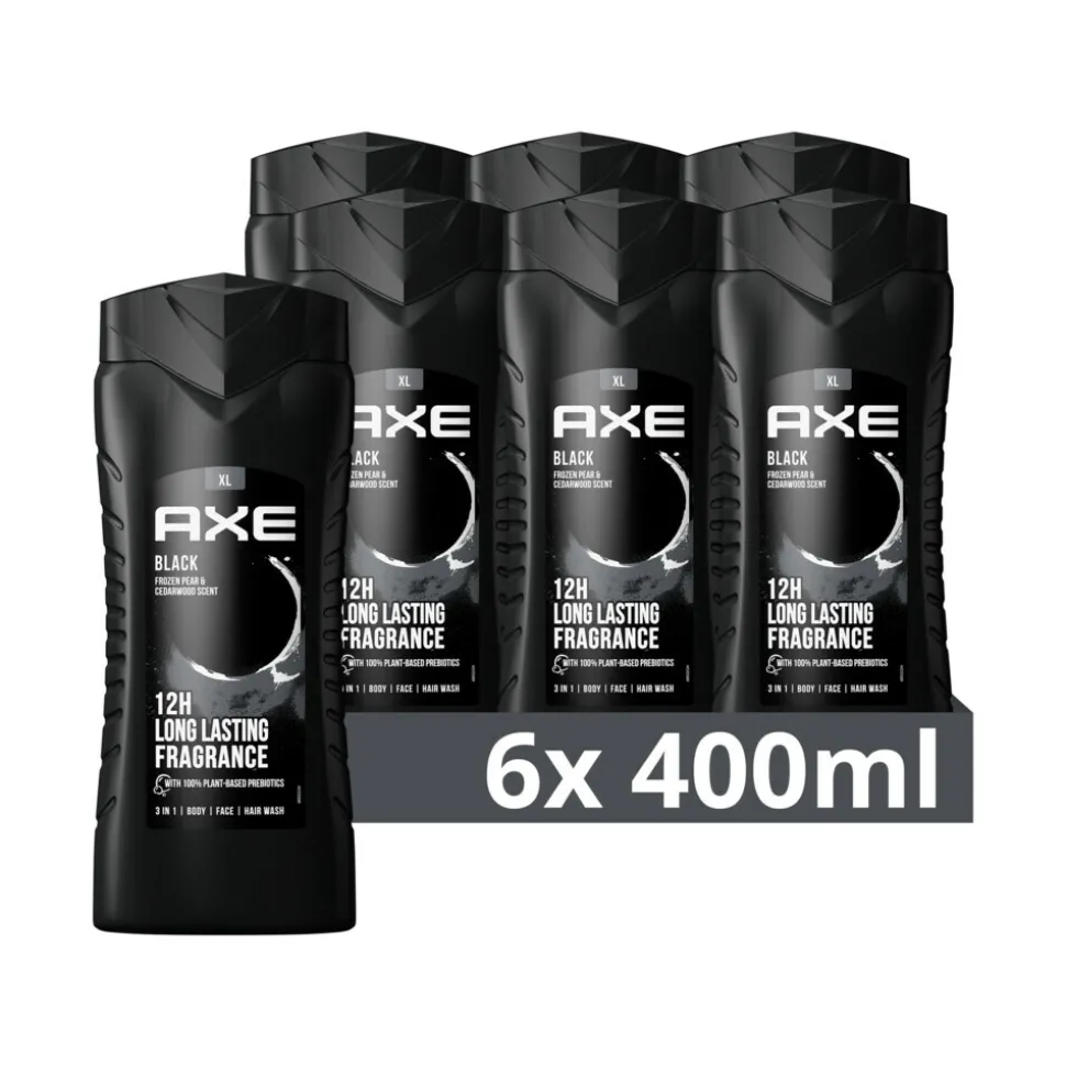 6x Axe 3-in-1 Douchegel XL Black 400 ml