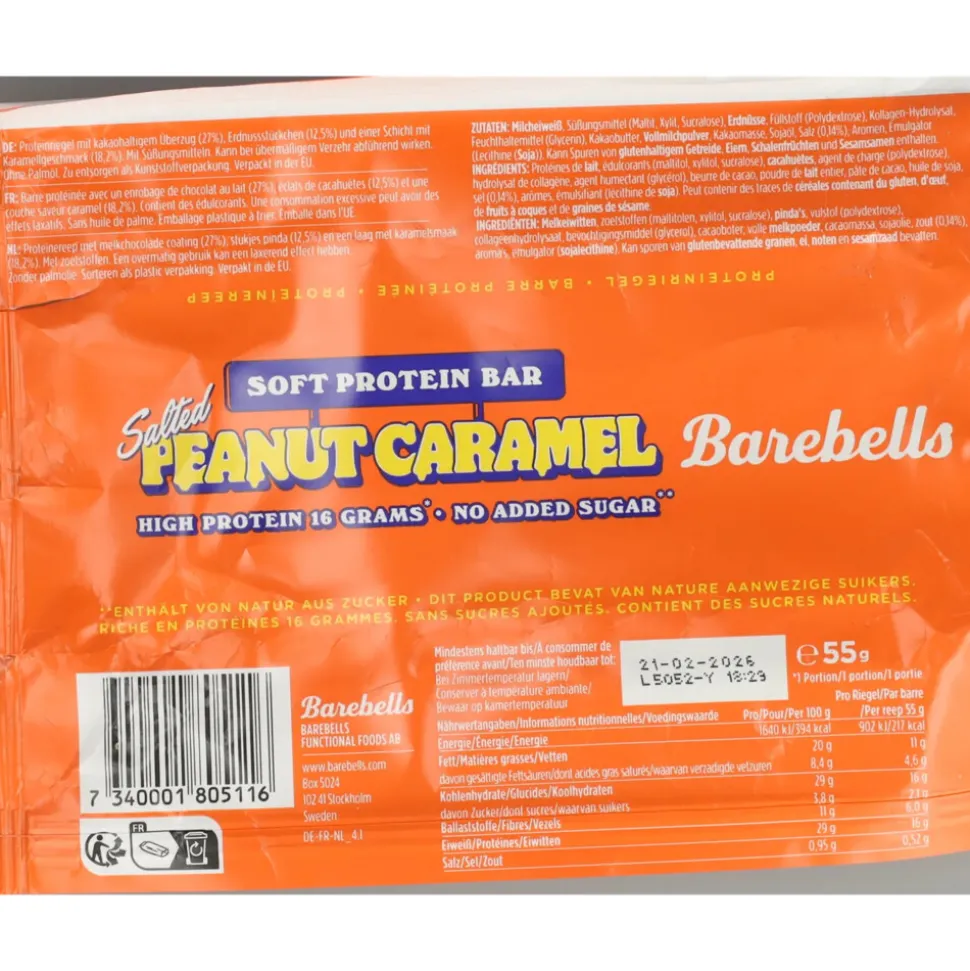 12x Barebells Soft Protein Bar Salted Peanut Caramel 55 gr