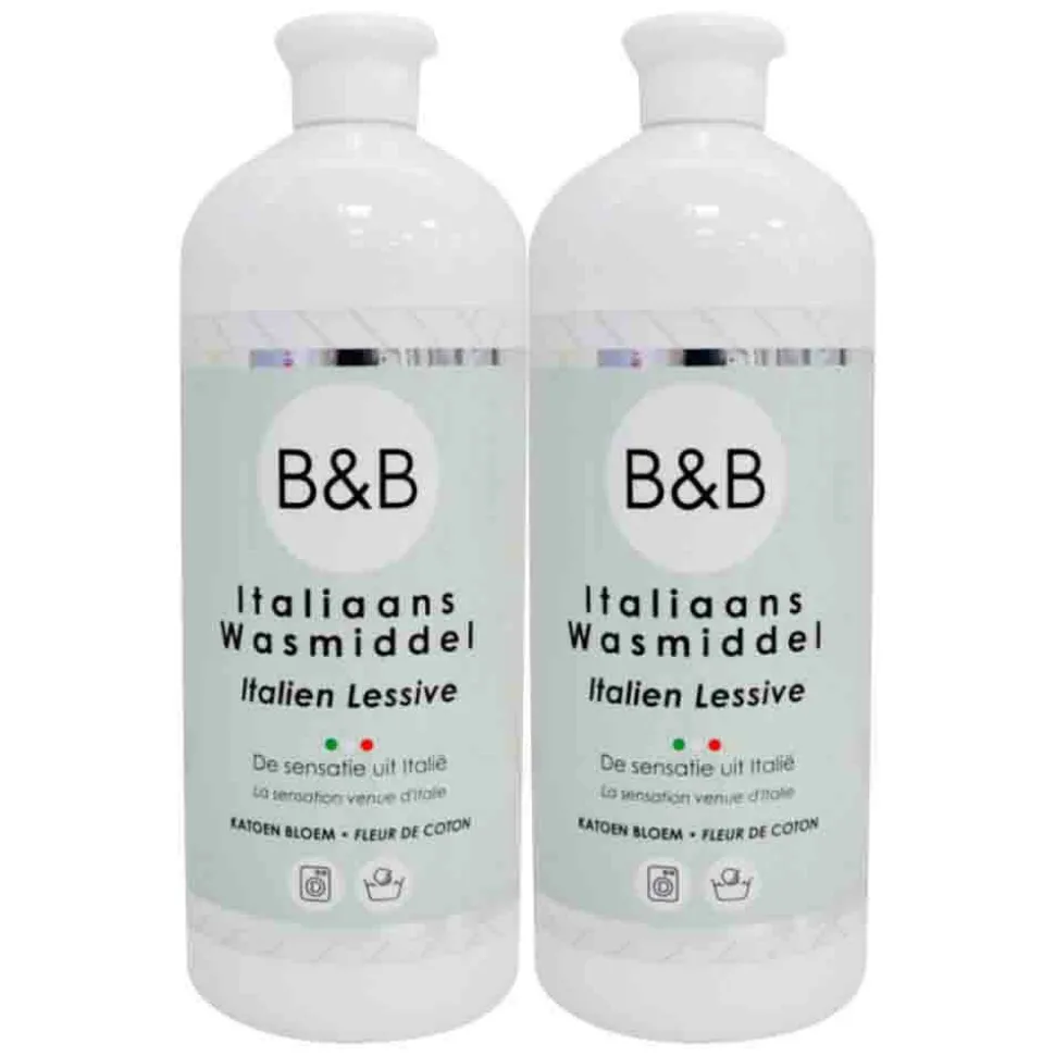 2x B&B Italiaanse Wasparfum Wasmiddel Katoen Bloem 1000 ml