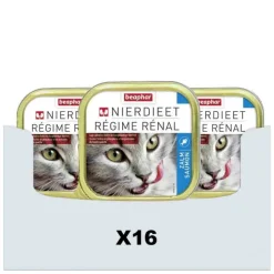 16x Beaphar Nierdieet Kattenvoer Nat Zalm 100 gr