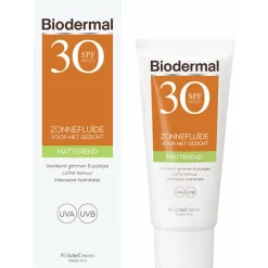 2x Biodermal Zonnefluïde Gezicht Matterend SPF 30 40 ml