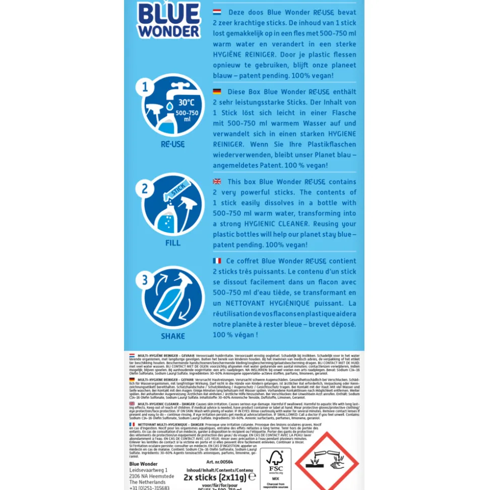 12x Blue Wonder Herbruikbare Sticks Multi-Hygiene 2 stuks