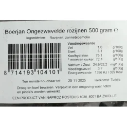 6x Boerjan Rozijn Jumbo Blauw Ongezwaveld 500 gr