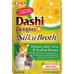 12x Ciao Dashi Delights Silky Broth Kattenvoer Nat Chicken & Tuna & Scallop 40 gr