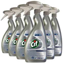 6x Cif Professional Roestvrij Staal Onderhoudsmiddel Pro Formula 750 ml
