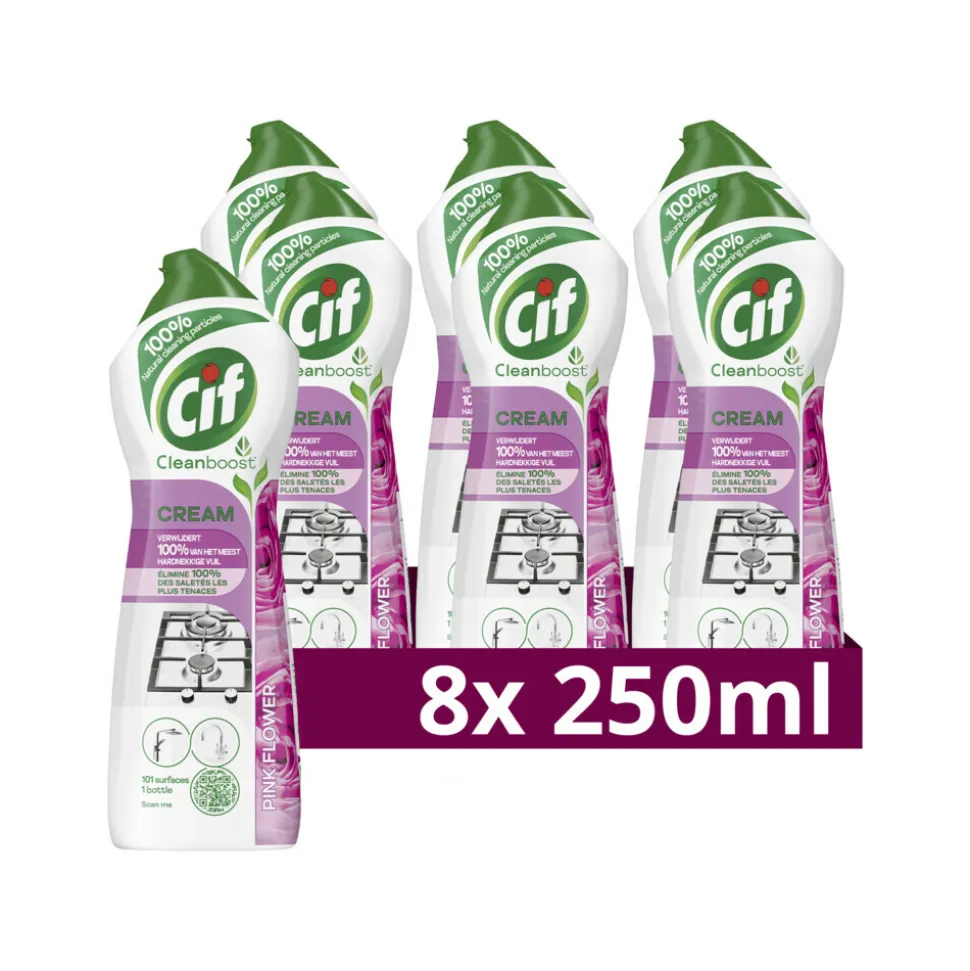 8x Cif Schuurmiddel Cream Pink Flower 750 ml