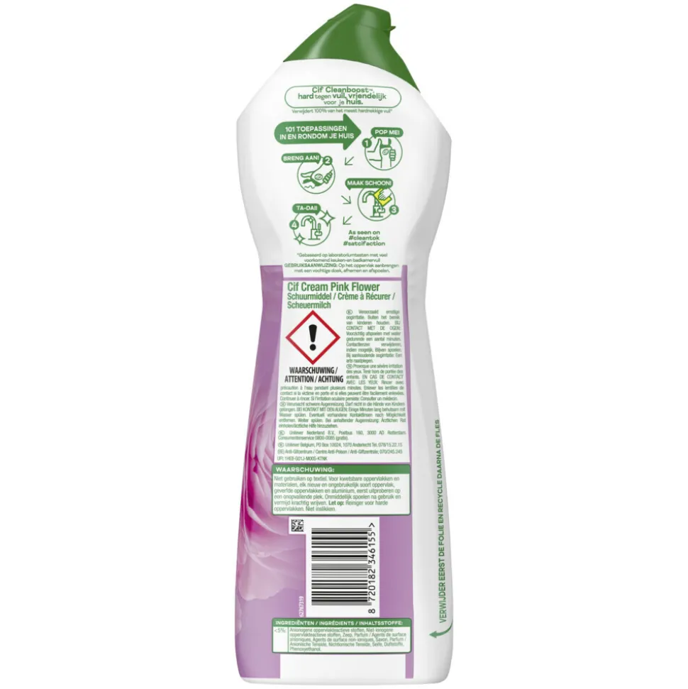 8x Cif Schuurmiddel Cream Pink Flower 750 ml