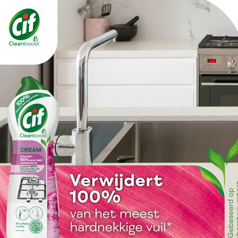 8x Cif Schuurmiddel Cream Pink Flower 750 ml