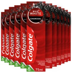 12x Colgate Tandpasta Max White Active Charcoal 75 ml