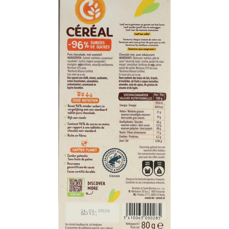 12x Céréal Chocotablet Puur 80 gr