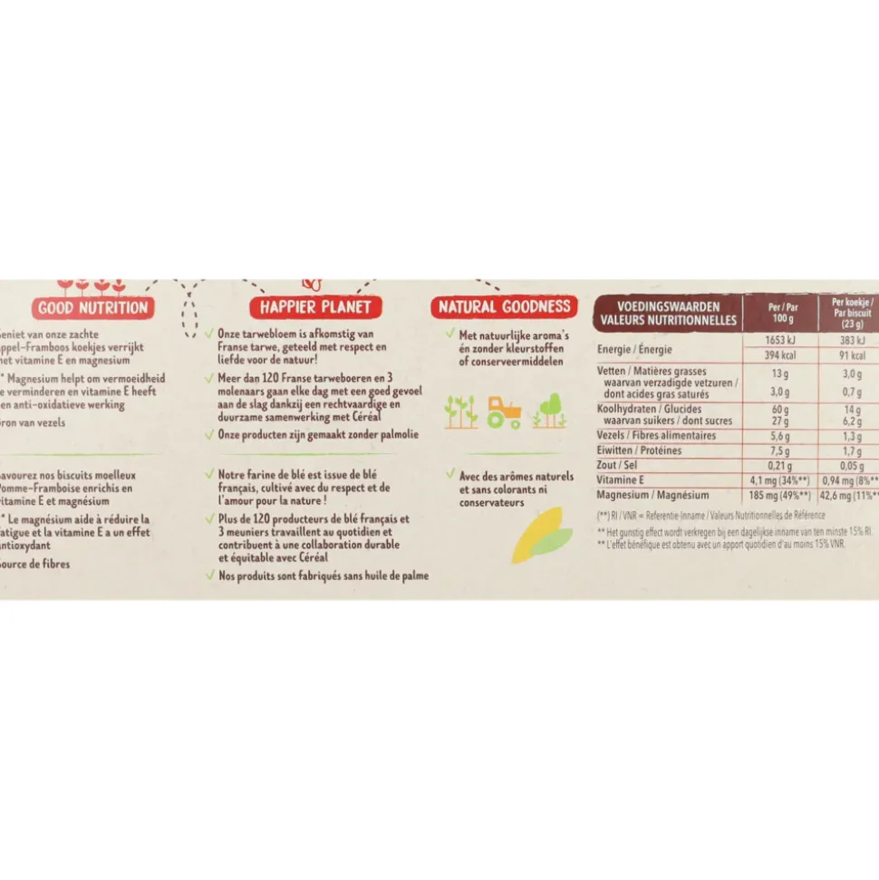 3x Céréal Koekjes Appel-Framboos 138 gr