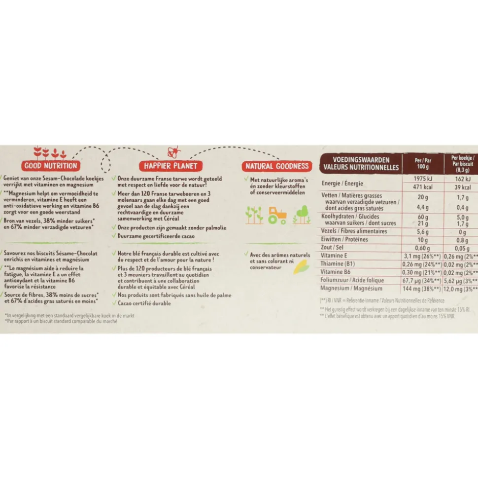 3x Céréal Koekjes Sesam Chocolade 200 gr