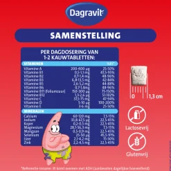 2x Dagravit Multivitamine Kids Extra 6-12 Jaar Spongebob 60 kauwtabletten
