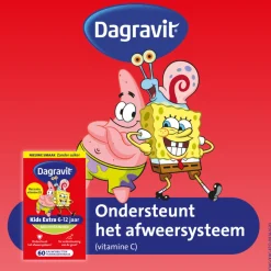2x Dagravit Multivitamine Kids Extra 6-12 Jaar Spongebob 60 kauwtabletten