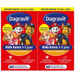 2x Dagravit Multivitamine Kids Extra 3-5 Jaar Paw Patrol 60 Kauwtabletten