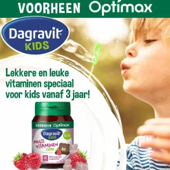 2x Dagravit Natural Kids Multivitaminen Framboos 60 kauwtabletten
