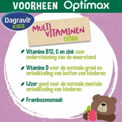 2x Dagravit Natural Kids Multivitaminen Framboos 60 kauwtabletten