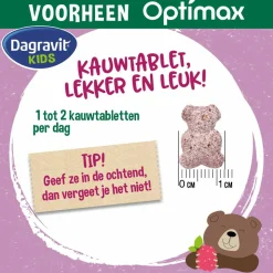 2x Dagravit Natural Kids Multivitaminen Framboos 60 kauwtabletten