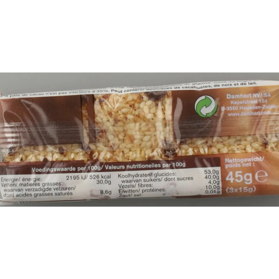 3x Damhert Traditional Sesambar Chocolade Glutenvrij 45 gr