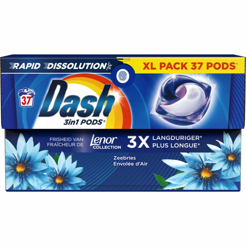 4x Dash Wasmiddelcapsules 4in1 Pods Zeebries 37 stuks