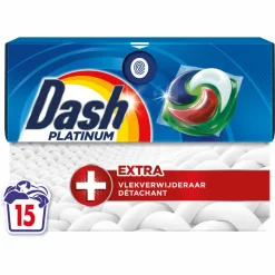 4x Dash Wasmiddelcapsules 4in1 Platinum Pods +Extra Vlekkenverwijderaar 15 stuks
