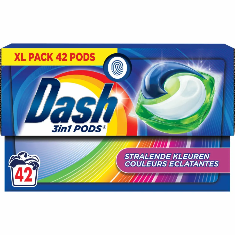 4x Dash Wasmiddelcapsules 3in1 Pods Stralende Kleuren 42 stuks