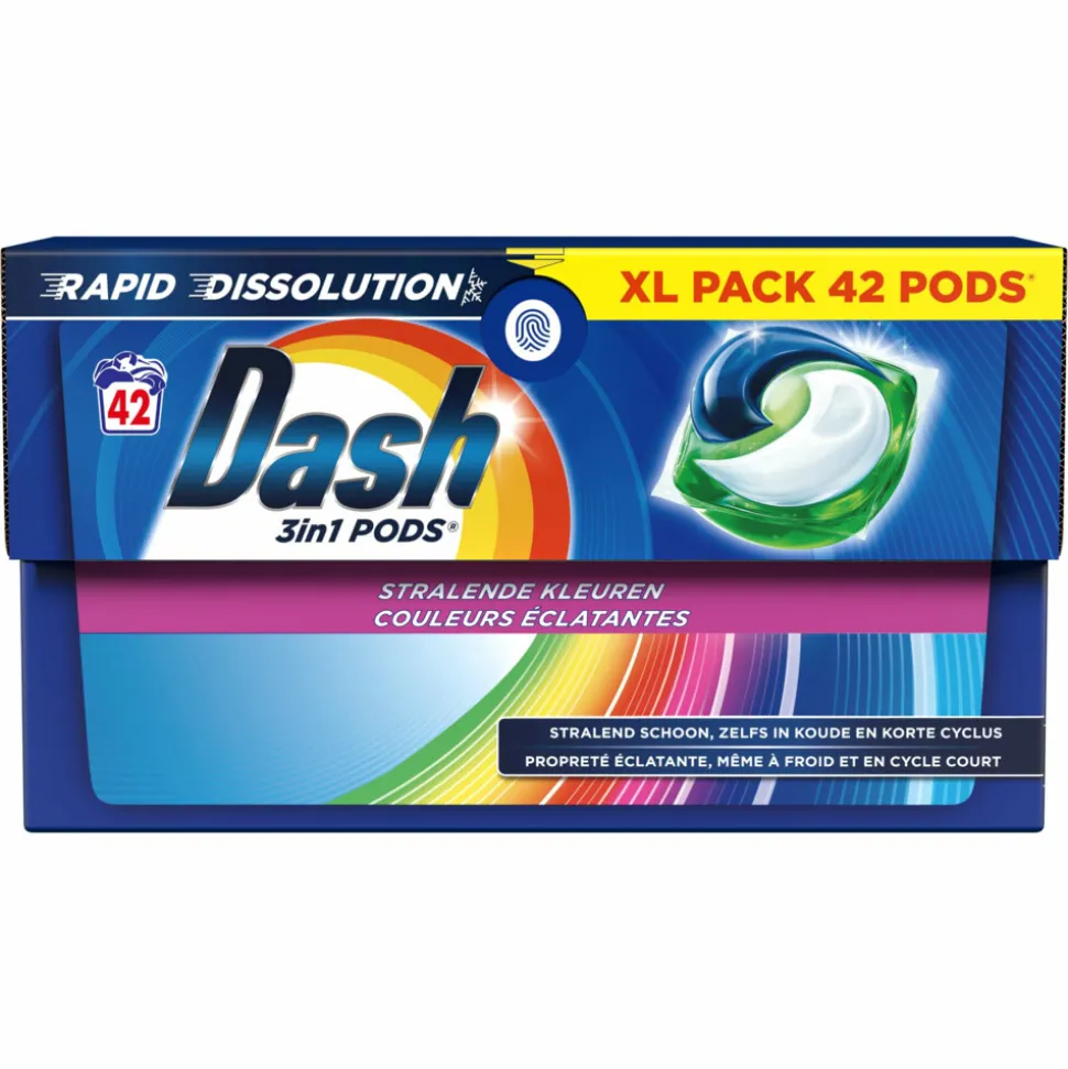4x Dash Wasmiddelcapsules 3in1 Pods Stralende Kleuren 42 stuks